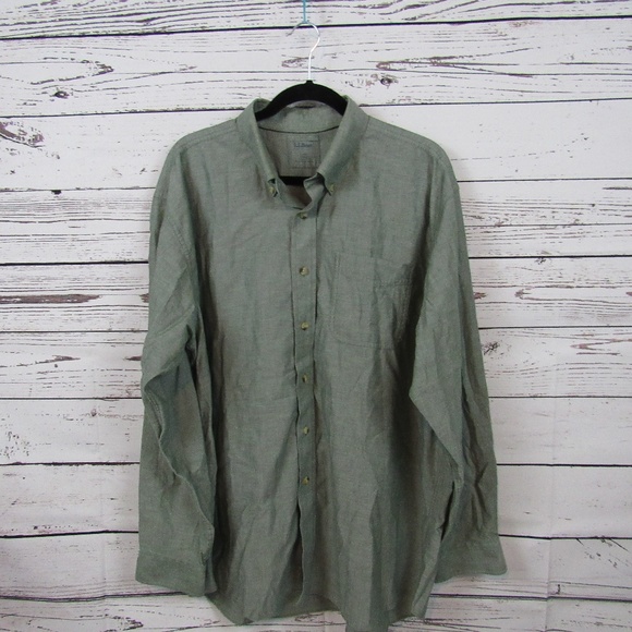 L.L. Bean men's green button down shirt - Picture 1 of 7